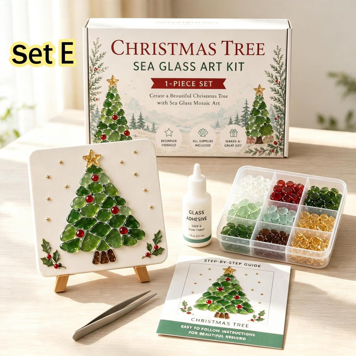 🎄✨ DIY Christmas Tree Sea Glass Art Kit