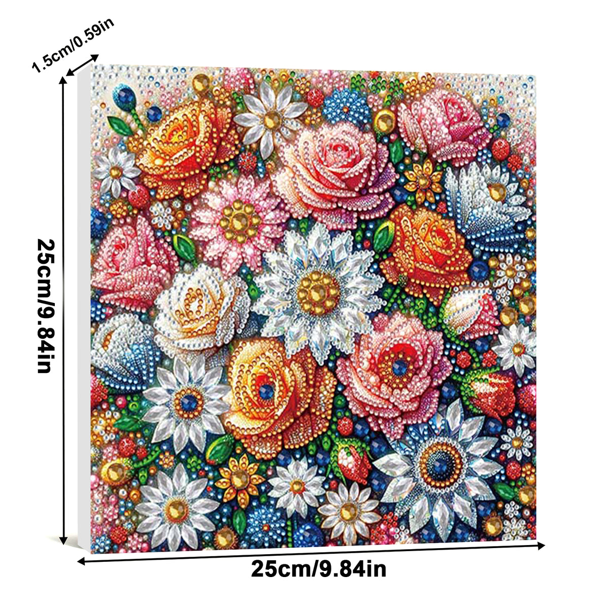 Flower DIY Special Shape Drill Art Craft Pearl Diamond Painting with Frame 25x25cm Diamond Art Pearl Painting Kit for Adults Beginners Home Decor