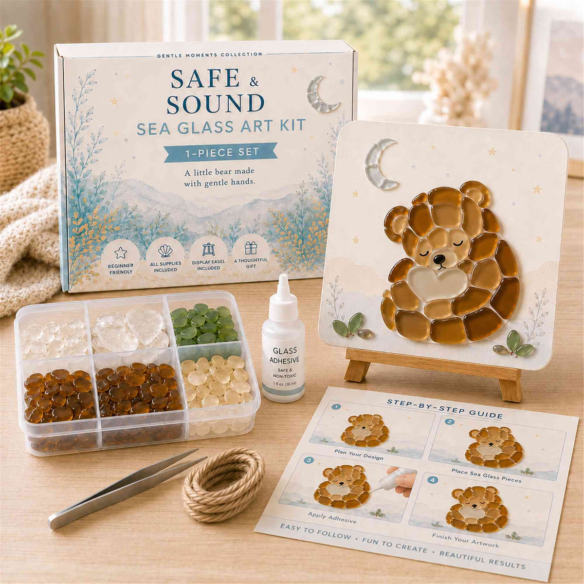 🐻✨ DIY Bear Sea Glass Art Kit
