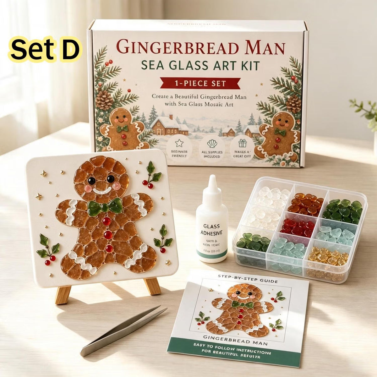 🍪✨ DIY Gingerbread Man Sea Glass Art Kit