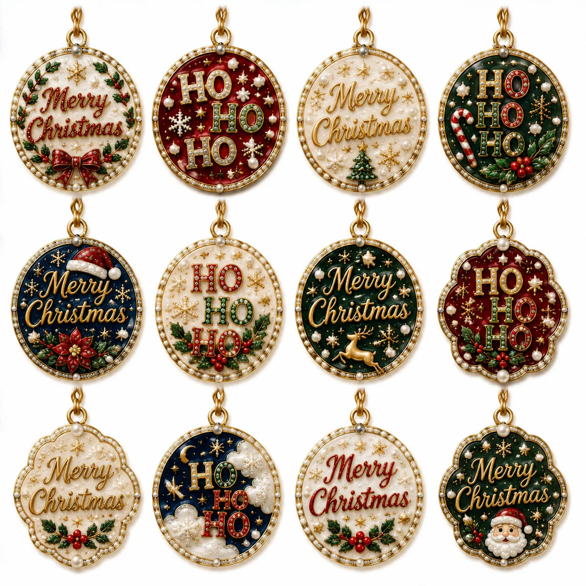 12Pcs Diamond Painting PET Single-sided Hoo Christmas Tree Ornament for Decorations