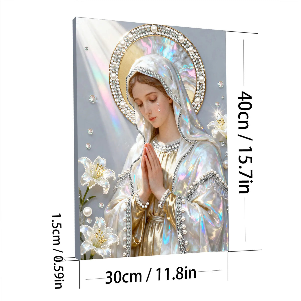 (30x40cm)DIY Virgin Mary Framed Handmade Pearl Painting Art Craft Kit Living Home Decor