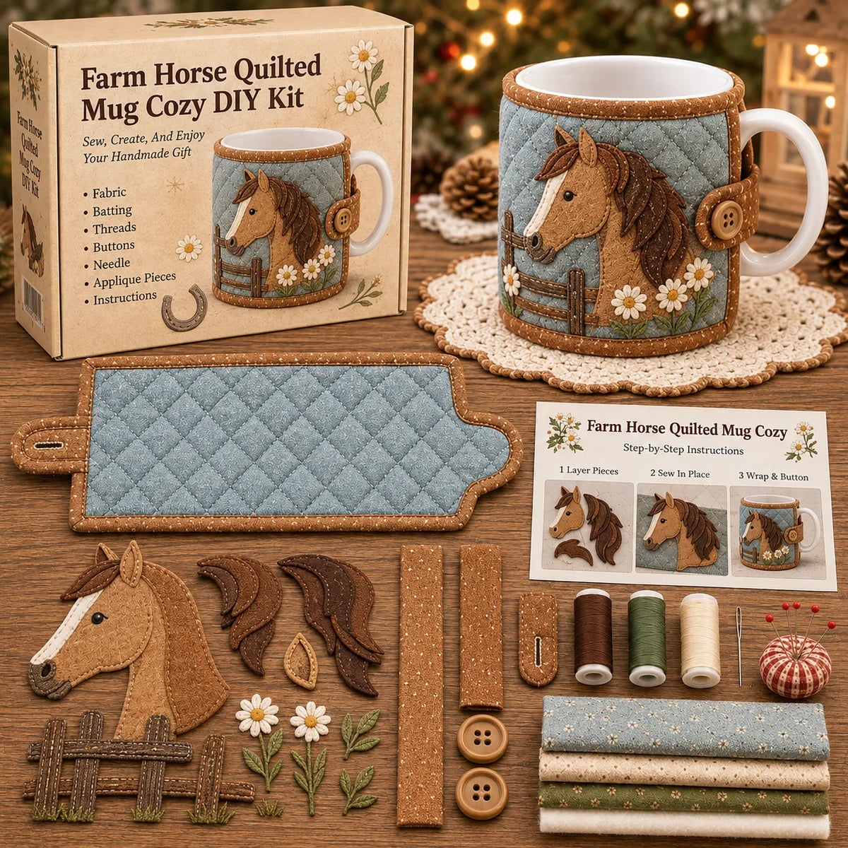 🐴 Farm Horse Farmhouse Friends Mug Cozy Sewing Kit
