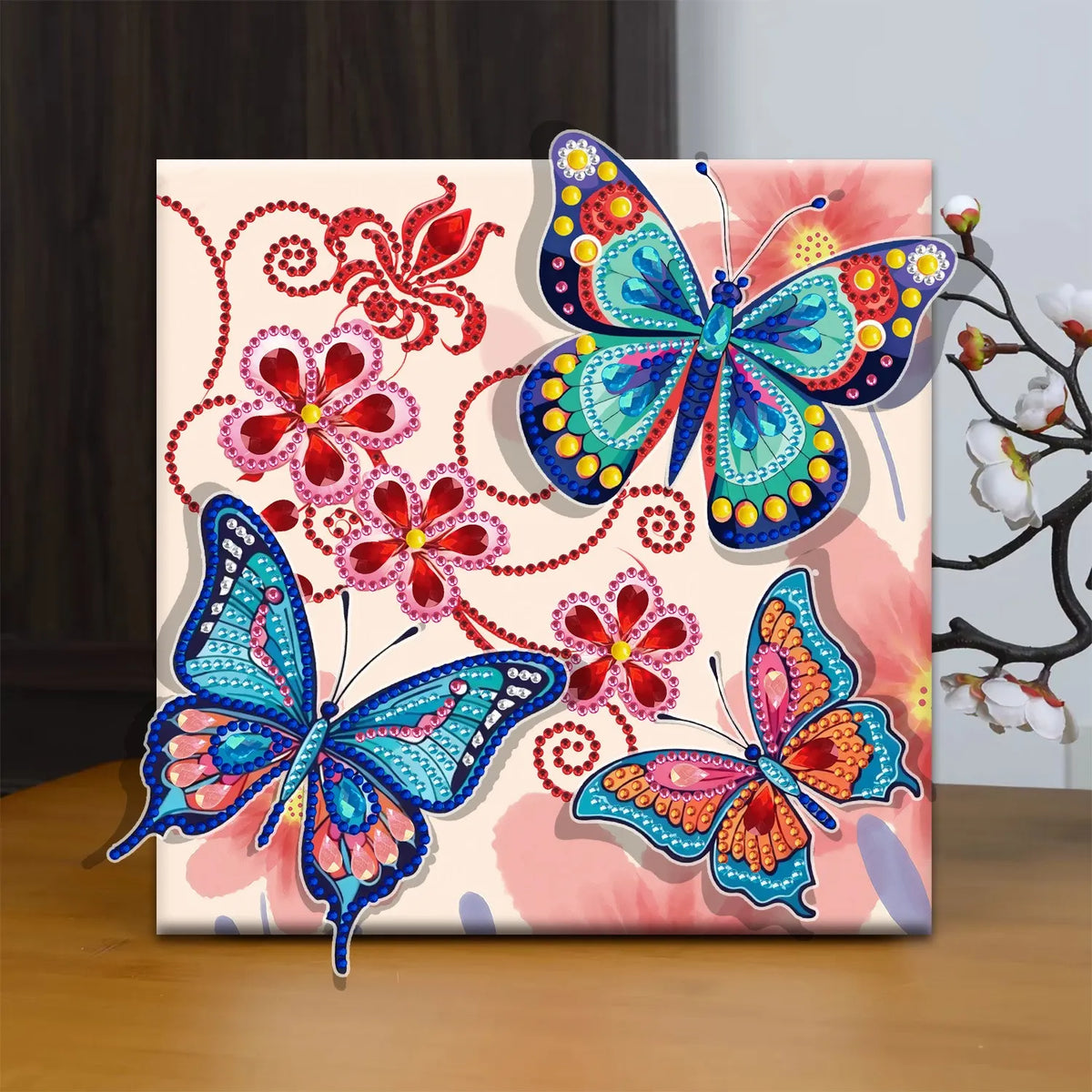 Pre-Framed DIY 3D Flapping Butterfly Diamond Painting Art Craft Kit Living Room Decor(20x20cm)