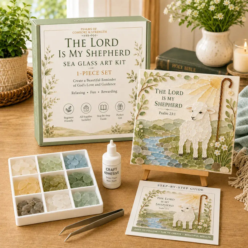 🐑 ✨ DIY The Lord Is My Shepherd Sea Glass Art Kit