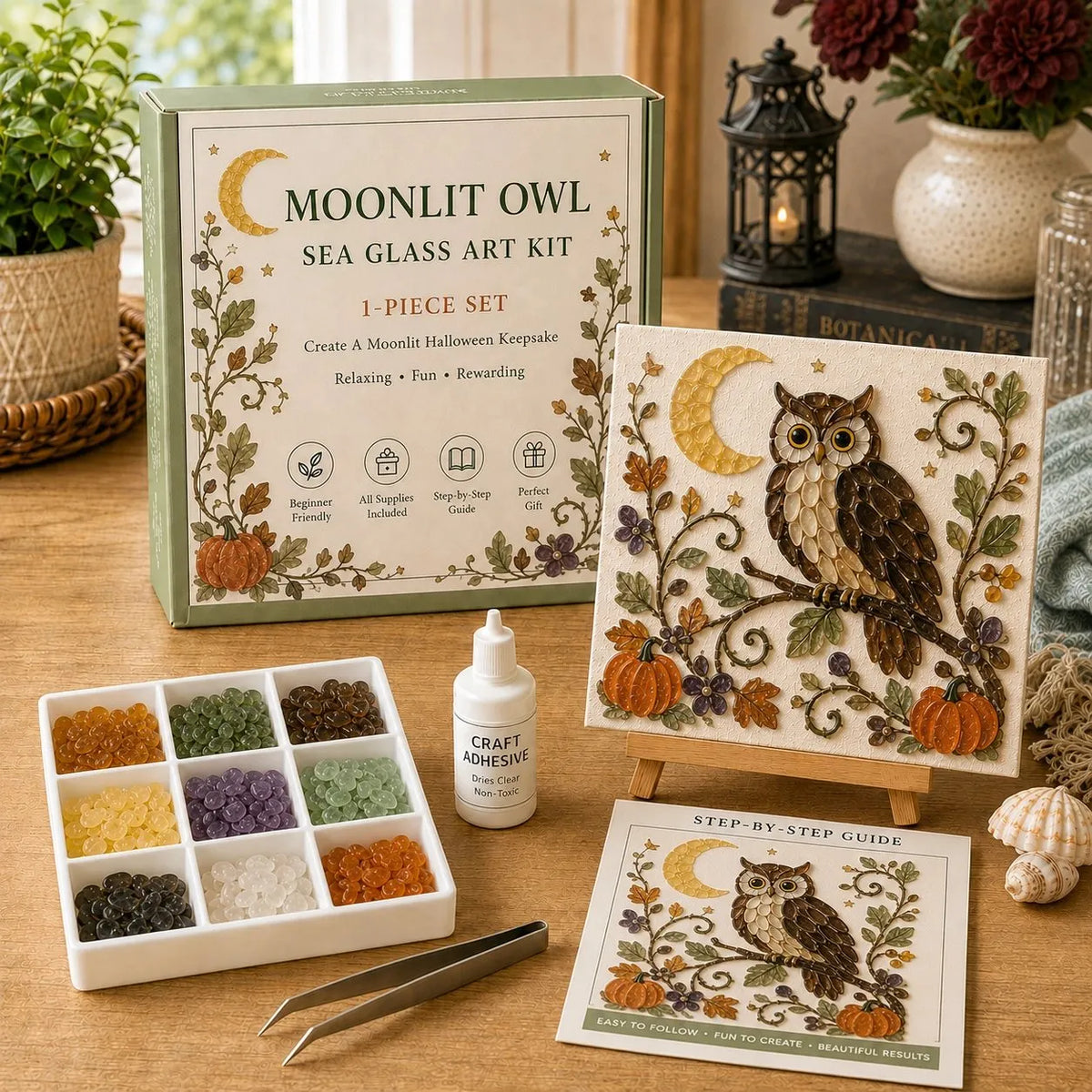 🦉 Moonlit Owl DIY Sea Glass Art Kit