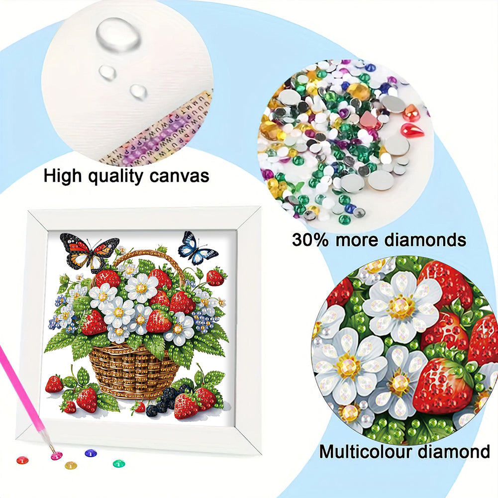 Butterfly Flower 5D DIY Partial Special Shaped Drill Diamond Painting With Frame Kit 17.2x17.2cm
