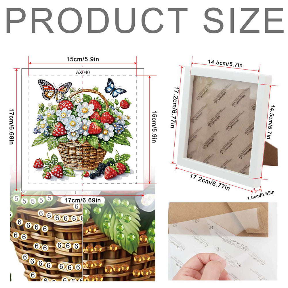 Butterfly Flower 5D DIY Partial Special Shaped Drill Diamond Painting With Frame Kit 17.2x17.2cm