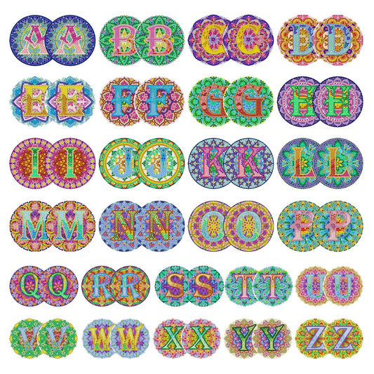 2pcs/set DIY Diamond Painting Special Shape Acrylic Alphabet Coaster Kit