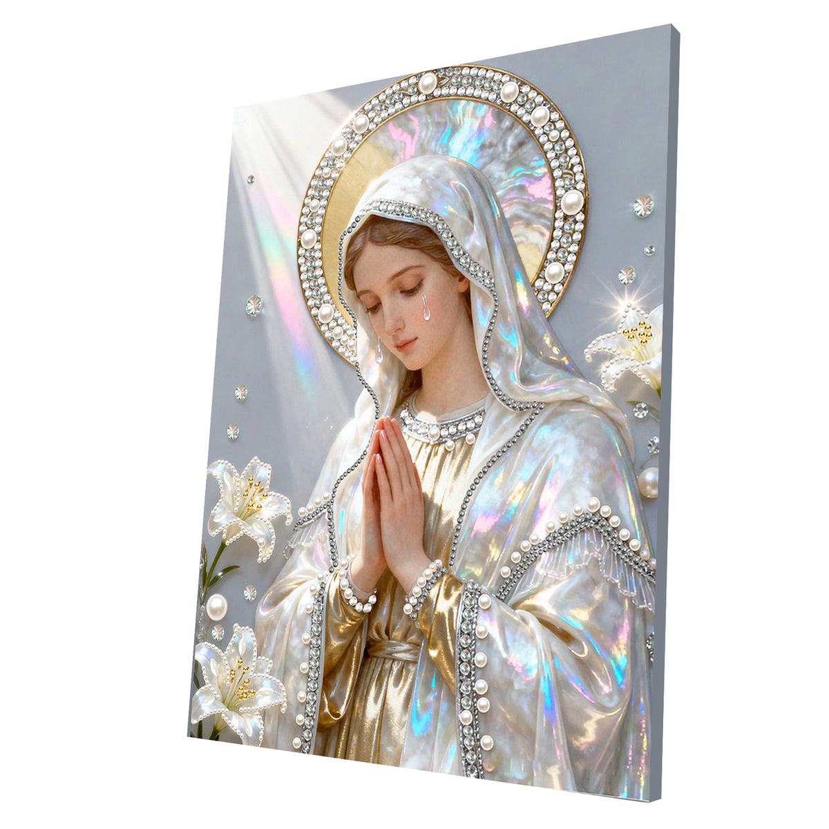 (30x40cm)DIY Virgin Mary Framed Handmade Pearl Painting Art Craft Kit Living Home Decor
