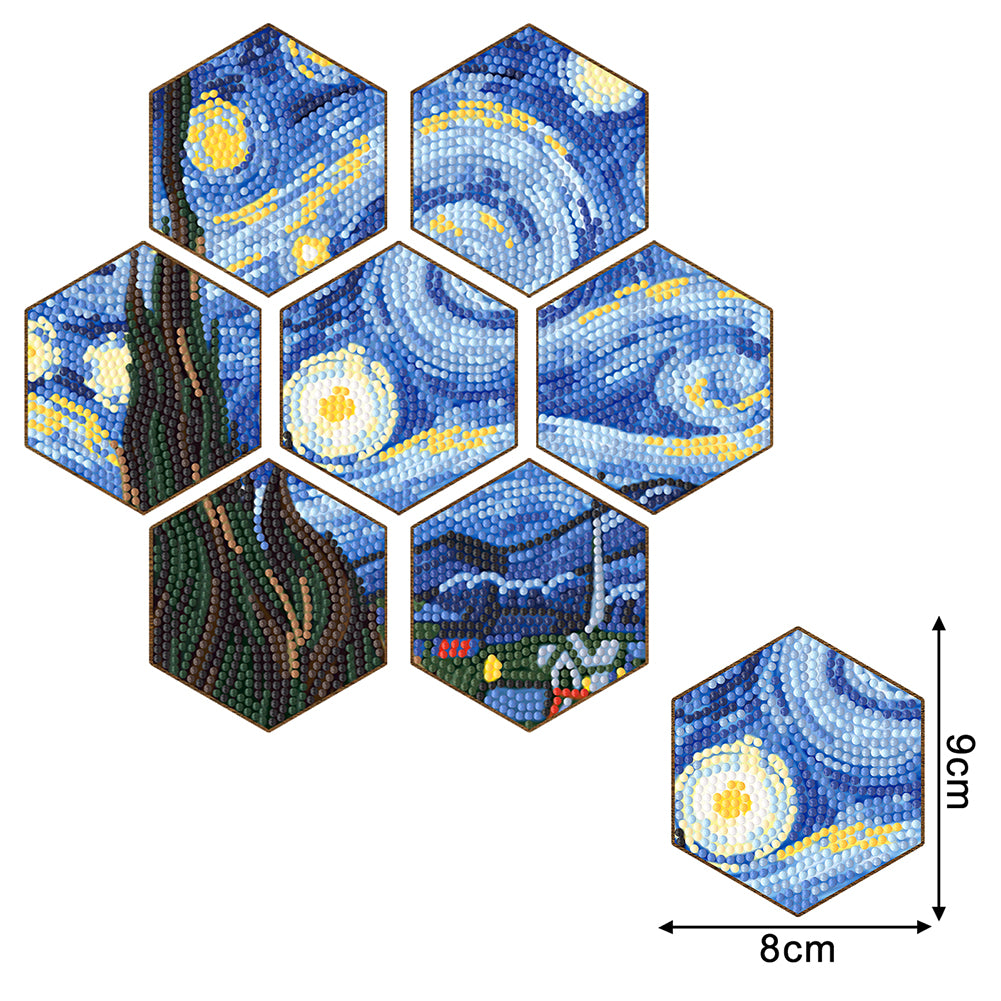 7pcs Cup Coasters Creative DIY Anti Slip Coasters Honeycomb Shape