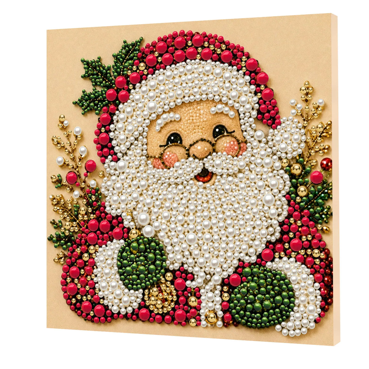 DIY Pearl Painting Santa Claus with Frame(20x20cm)