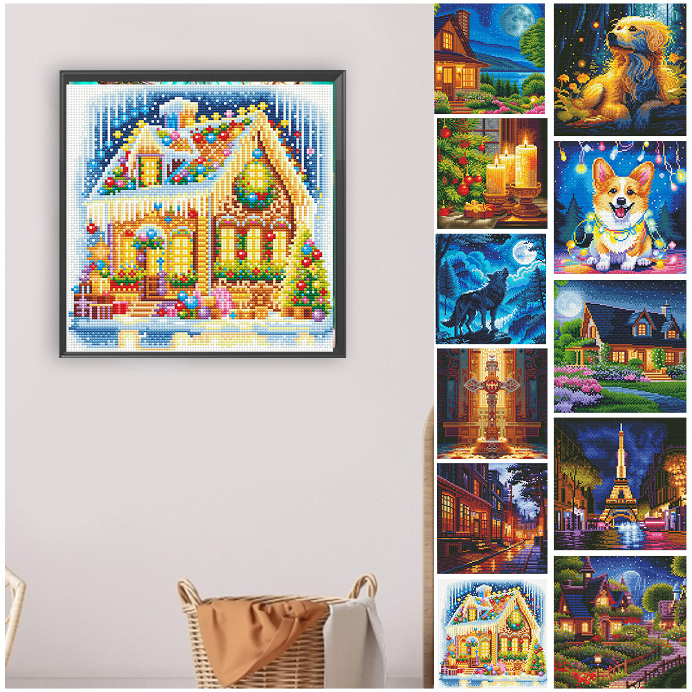 Full Round Drill Framed Light Up Diamond Painting Kits, LED Glowing Wall Art Decor for Home Bedroom Holiday Gifts