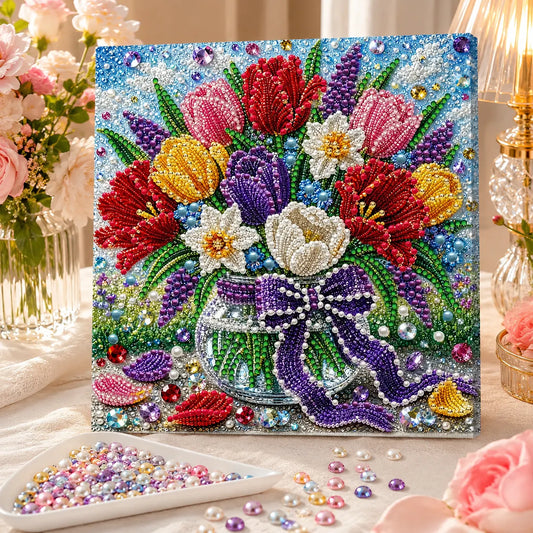 DIY Pearl Painting Tulips with Frame(20x20cm)
