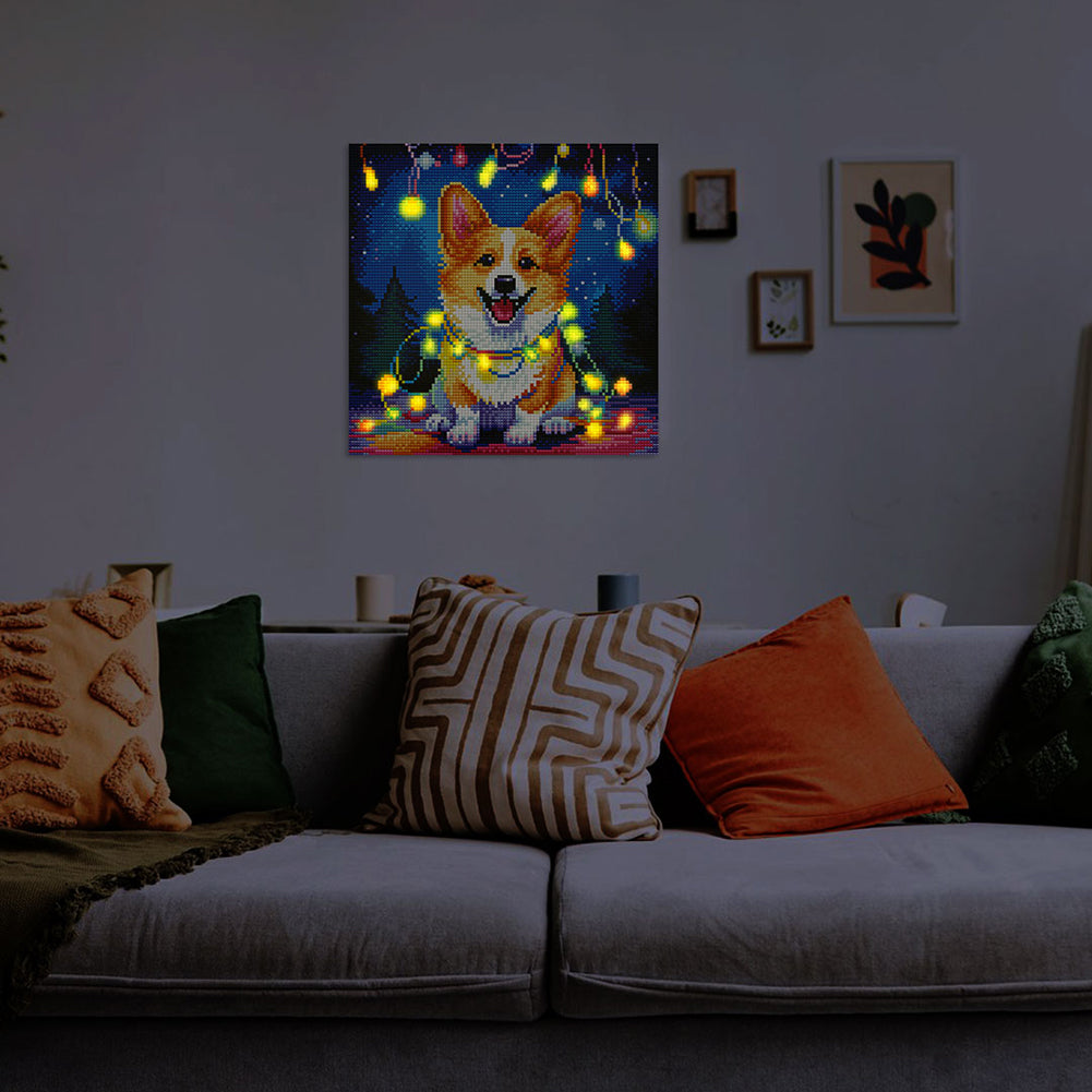 Full Round Drill Framed Light Up Diamond Painting Kits, LED Glowing Wall Art Decor for Home Bedroom Holiday Gifts