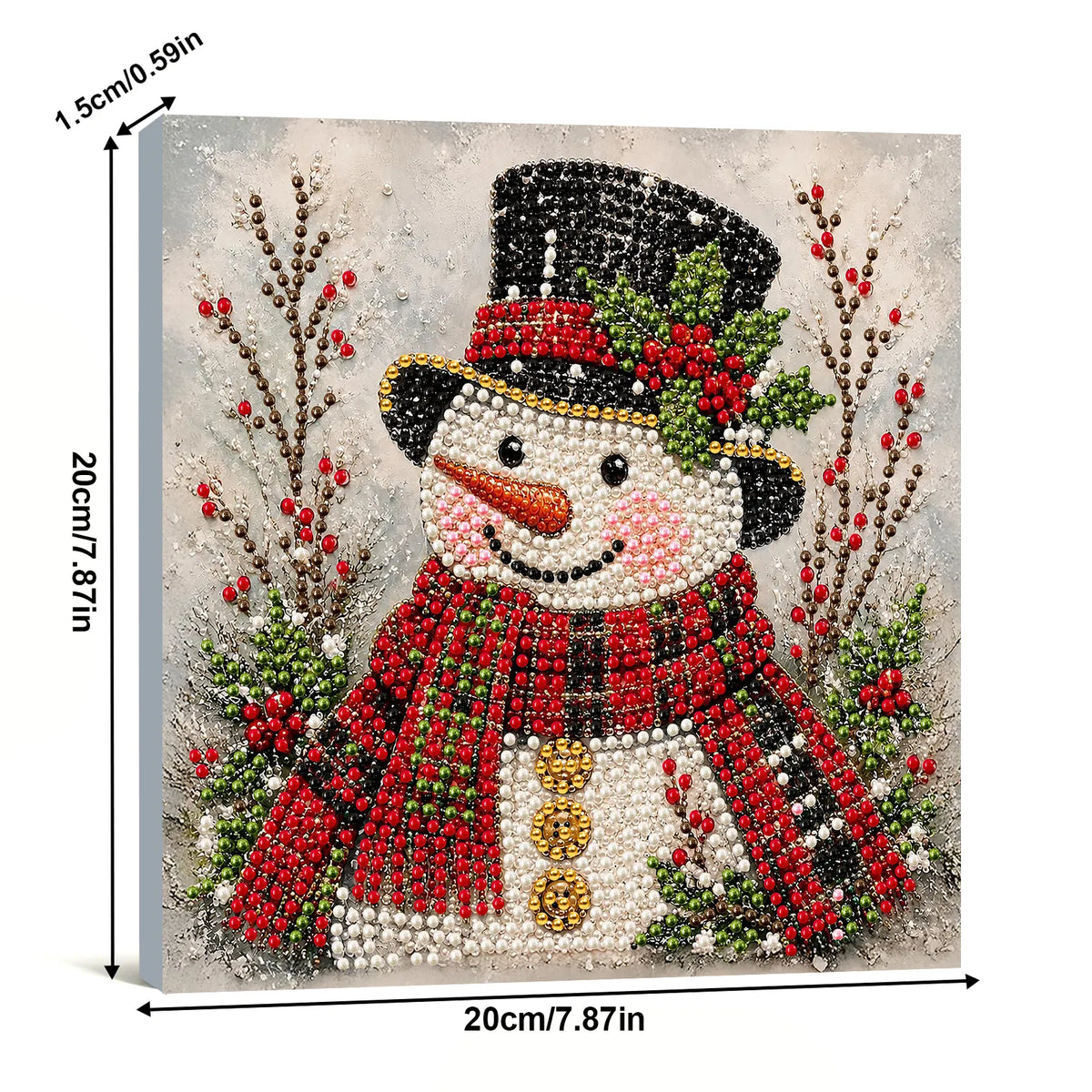 DIY Pearl Painting Christmas Snowman with Frame(20x20cm)