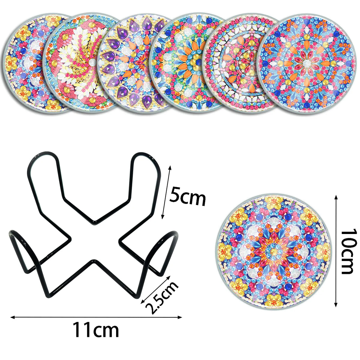 [Upgrade]6pcs/set DIY Diamond Painting Waterproof Case Classic Mandala Coaster Gift Decor Set