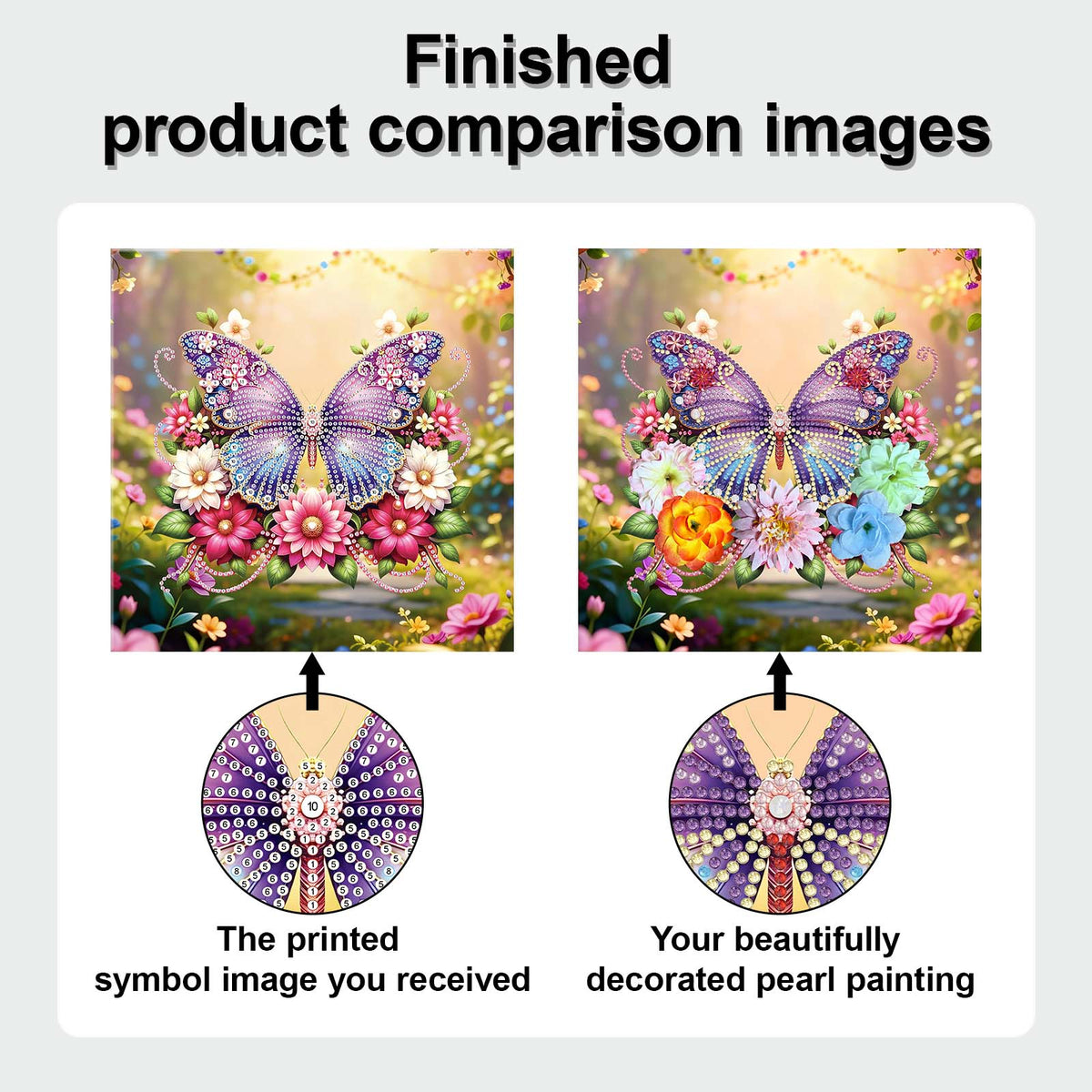 Pre-Framed 3D Rhinestones Butterfly With Artificial Flower Diamond Painting DIY Craft Kit