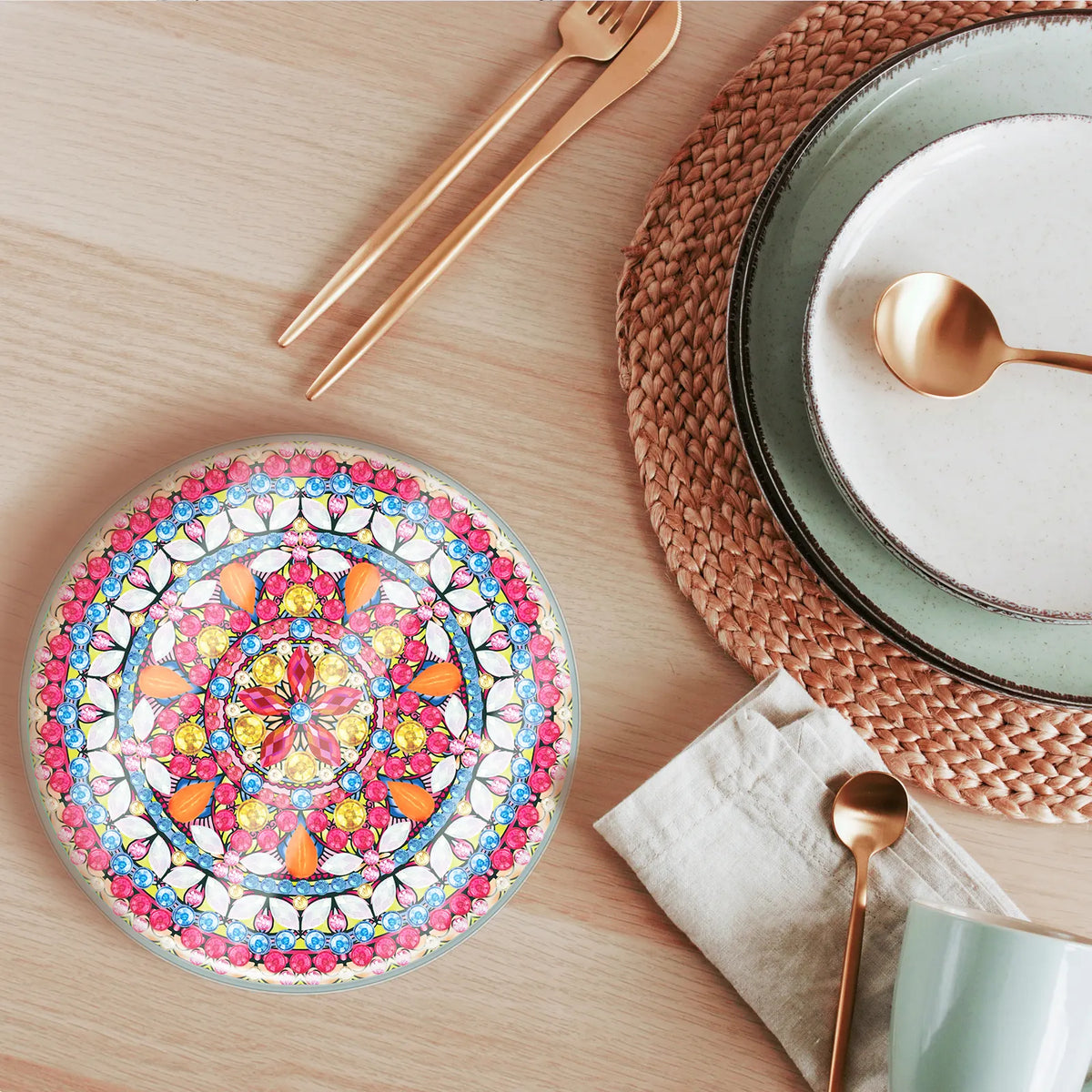 [Upgrade]6pcs/set DIY Diamond Painting Waterproof Case Classic Mandala Coaster Gift Decor Set