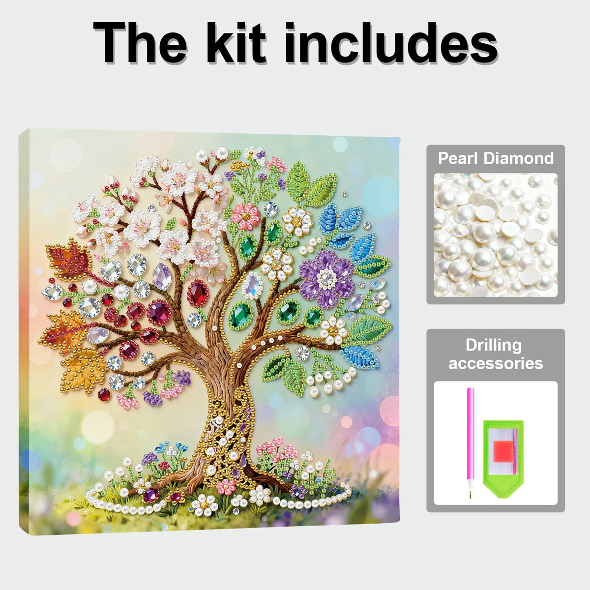 Framed Tree Of Life - Pearls Painting Kit for Creativity DIY Pearl Dot Crafts for Gift Home Wall Decor 25*25CM
