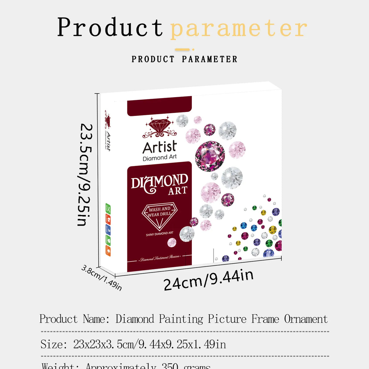 Framed DIY Special Shape Double sided Print Clear Framed Diamond Painting Kit(23x23cm)