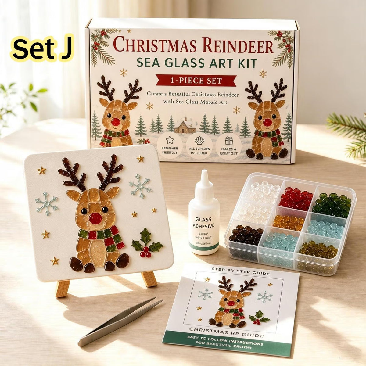 🦌✨ DIY Reindeer Sea Glass Art Kit