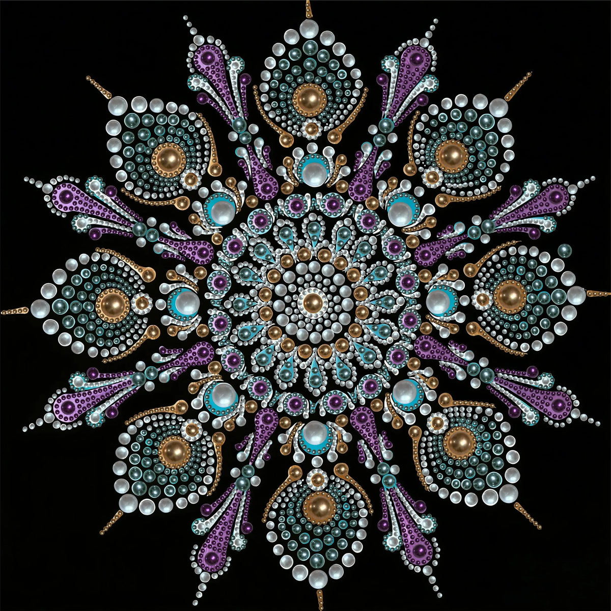 Mandala - Pearls Painting Kit for Creativity DIY All-Pearl Dot Crafts for Gift Home Wall Decor 30*30cm (Without Frame)
