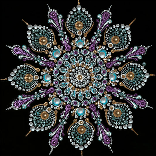 Mandala - Pearls Painting Kit for Creativity DIY All-Pearl Dot Crafts for Gift Home Wall Decor 30*30cm (Without Frame)