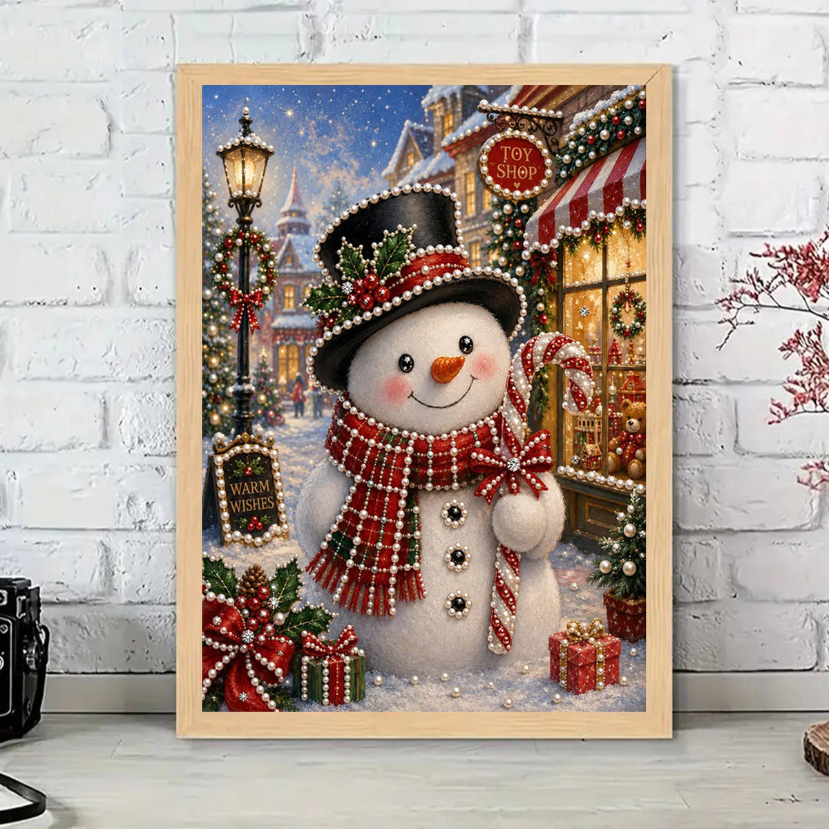 Diamond Painting-DIY Sparkling Special Shaped Pearl Drill Christmas Snowman(30x40cm)