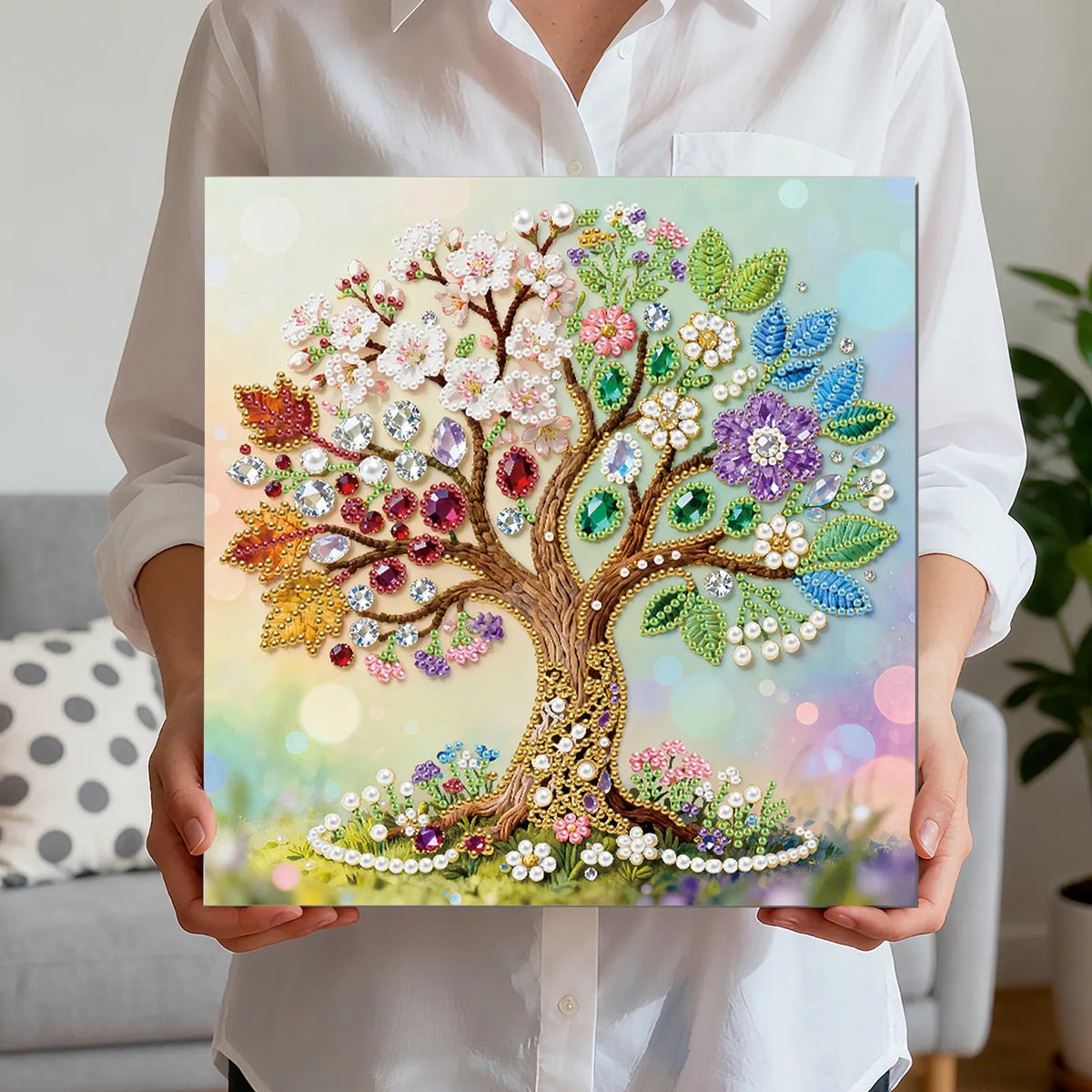 Framed Tree Of Life - Pearls Painting Kit for Creativity DIY Pearl Dot Crafts for Gift Home Wall Decor 25*25CM