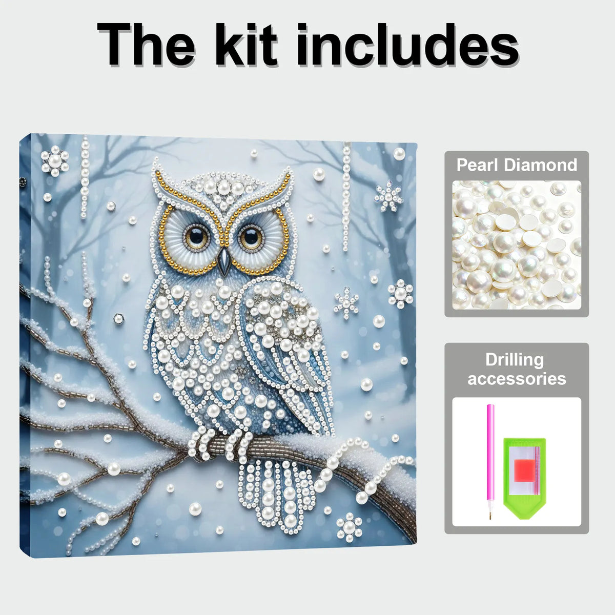 Framed Owl - Pearls Painting Kit DIY Diamond Painting Pearl Dot Crafts 25*25CM