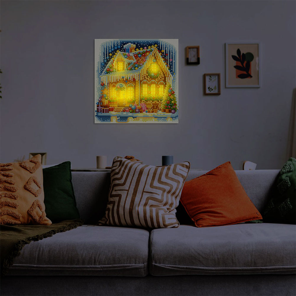 Full Round Drill Framed Light Up Diamond Painting Kits, LED Glowing Wall Art Decor for Home Bedroom Holiday Gifts