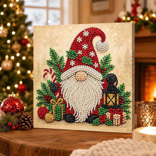 DIY Pearl Painting Christmas Goblin with Frame(20x20cm)