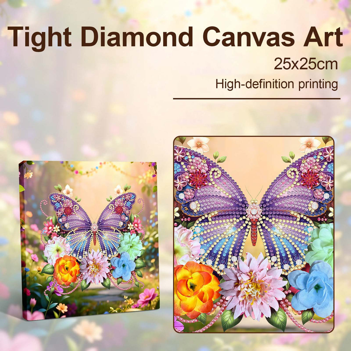 Pre-Framed 3D Rhinestones Butterfly With Artificial Flower Diamond Painting DIY Craft Kit
