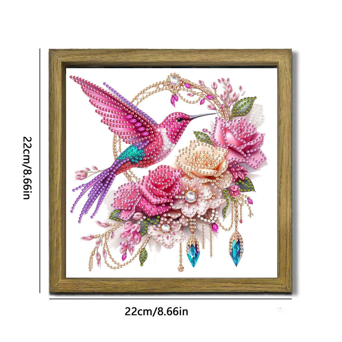 Bird DIY Special Shape Double sided Print Clear Diamond Art Kit Wooden Framed Diamond Painting Kit(22x22cm)