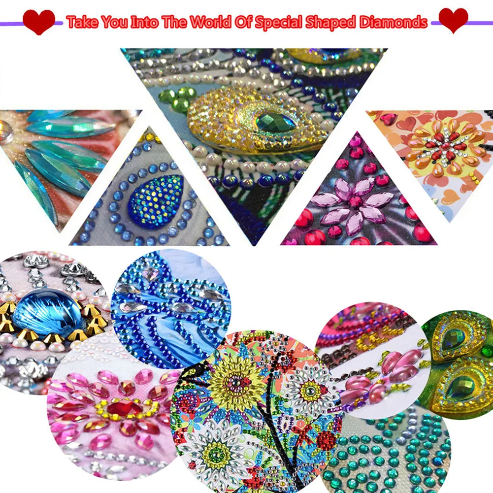 Butterfly Flower 5D DIY Partial Special Shaped Drill Diamond Painting With Frame Kit 17.2x17.2cm