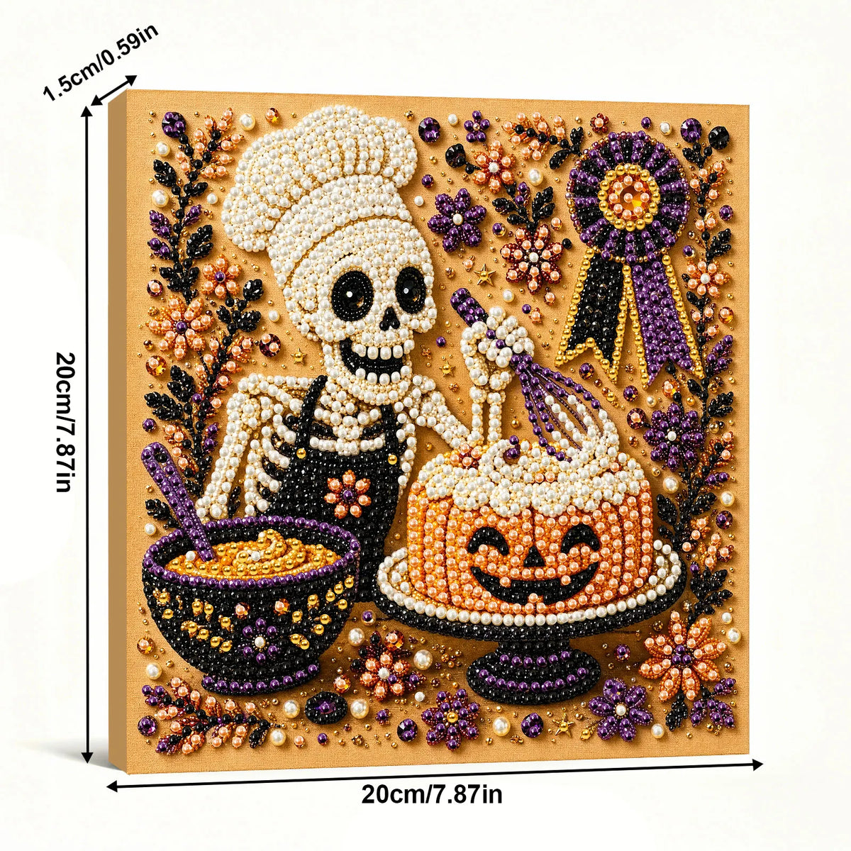 DIY Pearl Painting Halloween Cuisine with Frame(20x20cm)