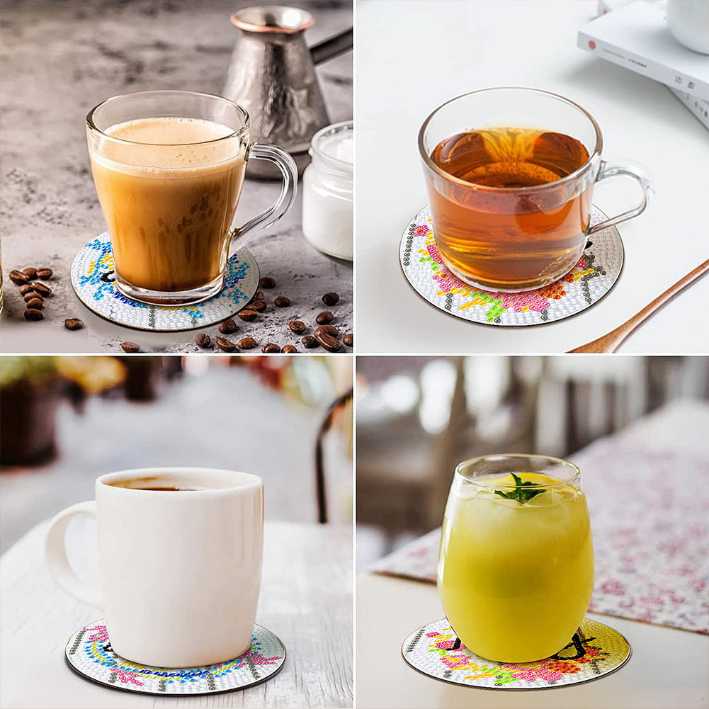 8pcs/set DIY Diamond Painting Coasters Kits Acrylic Full Drill Coaster(English Letters2)