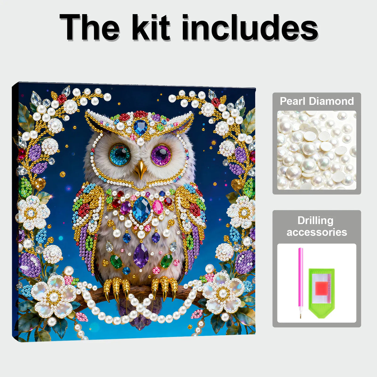 Framed Owl - Pearls Painting Kit for Creativity DIY Pearl Dot Crafts for Gift Home Wall Decor 25*25CM