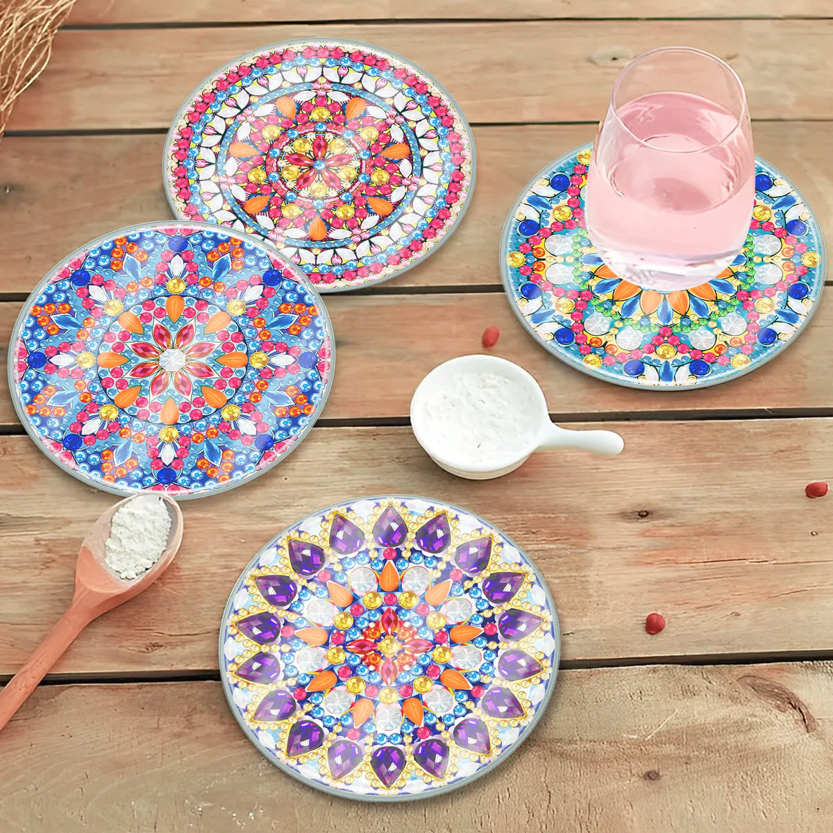 [Upgrade]6pcs/set DIY Diamond Painting Waterproof Case Classic Mandala Coaster Gift Decor Set