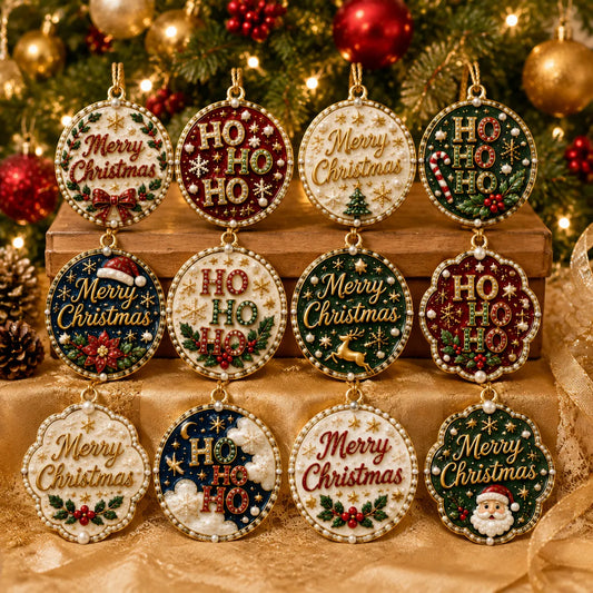 12Pcs Diamond Painting PET Single-sided Hoo Christmas Tree Ornament for Decorations