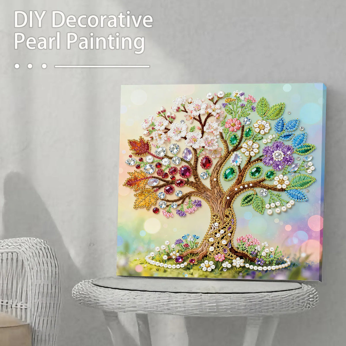 Framed Tree Of Life - Pearls Painting Kit for Creativity DIY Pearl Dot Crafts for Gift Home Wall Decor 25*25CM