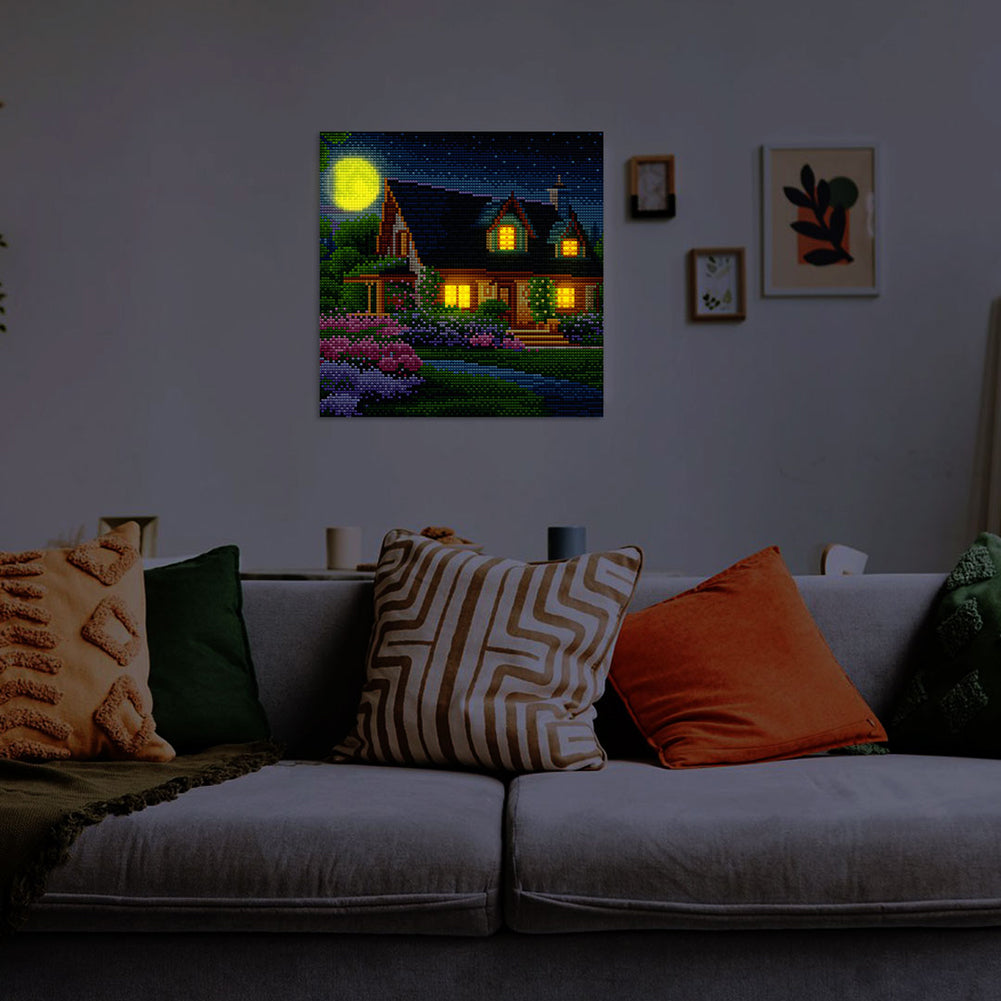 Full Round Drill Framed Light Up Diamond Painting Kits, LED Glowing Wall Art Decor for Home Bedroom Holiday Gifts