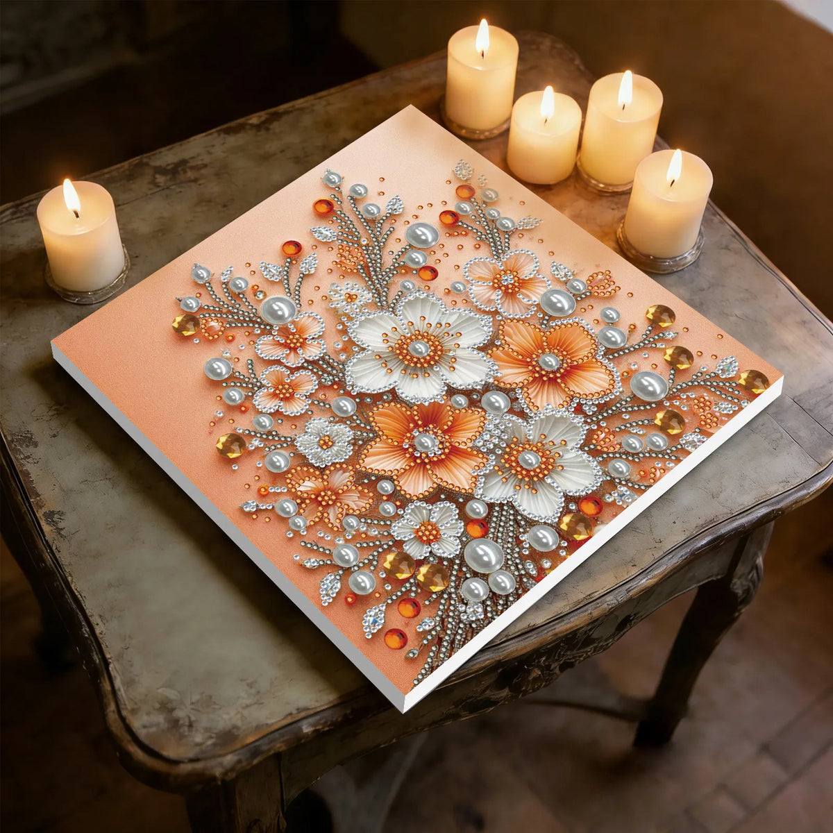 Framed Flowers - Pearls Painting Kit for Creativity DIY Pearl Dot Crafts for Gift Home Wall Decor 25*25CM (With Frame)