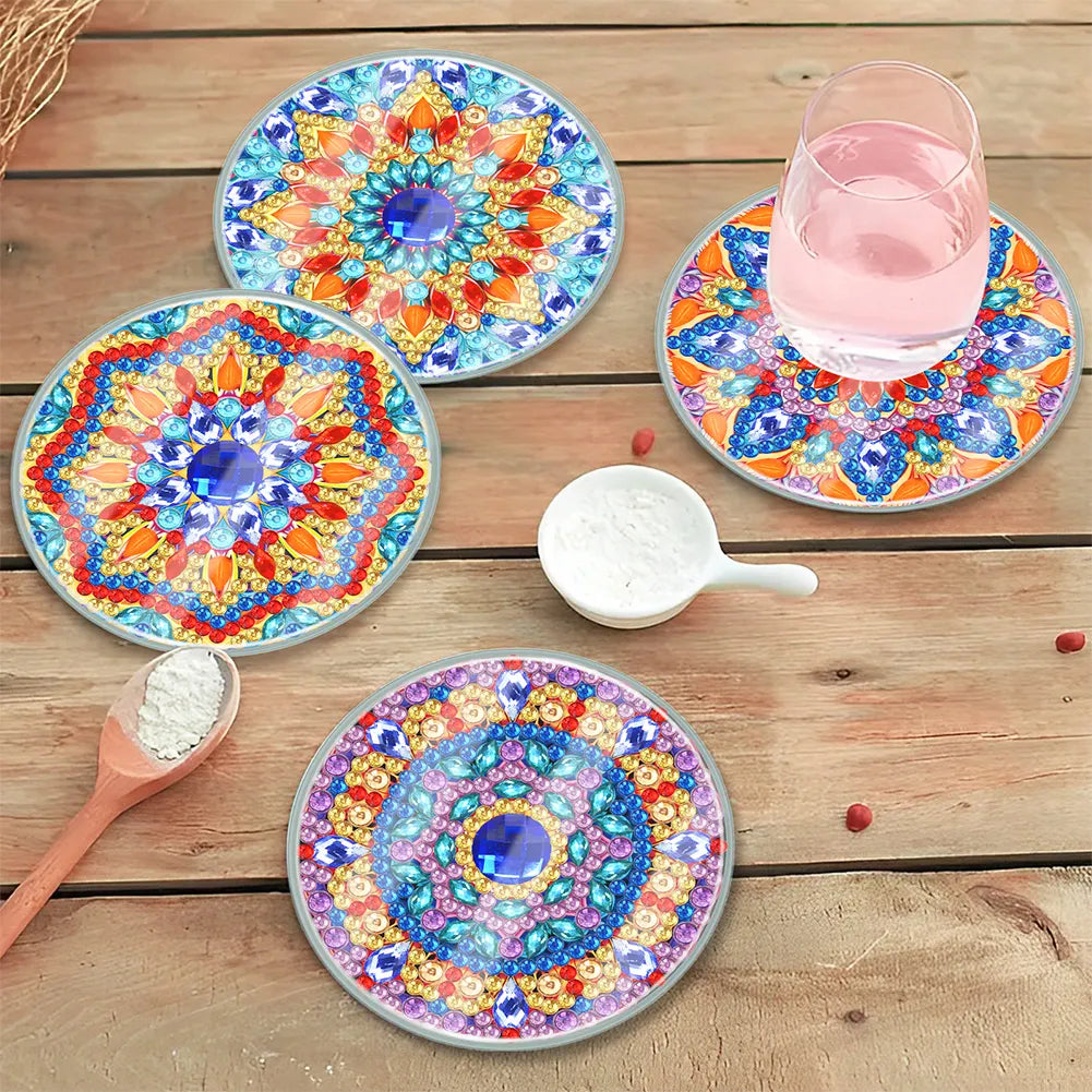 [Upgrade]6pcs/set DIY Diamond Painting Waterproof Case Classic Mandala Coaster Gift Decor Set