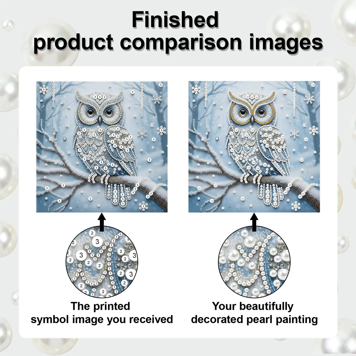 Framed Owl - Pearls Painting Kit DIY Diamond Painting Pearl Dot Crafts 25*25CM
