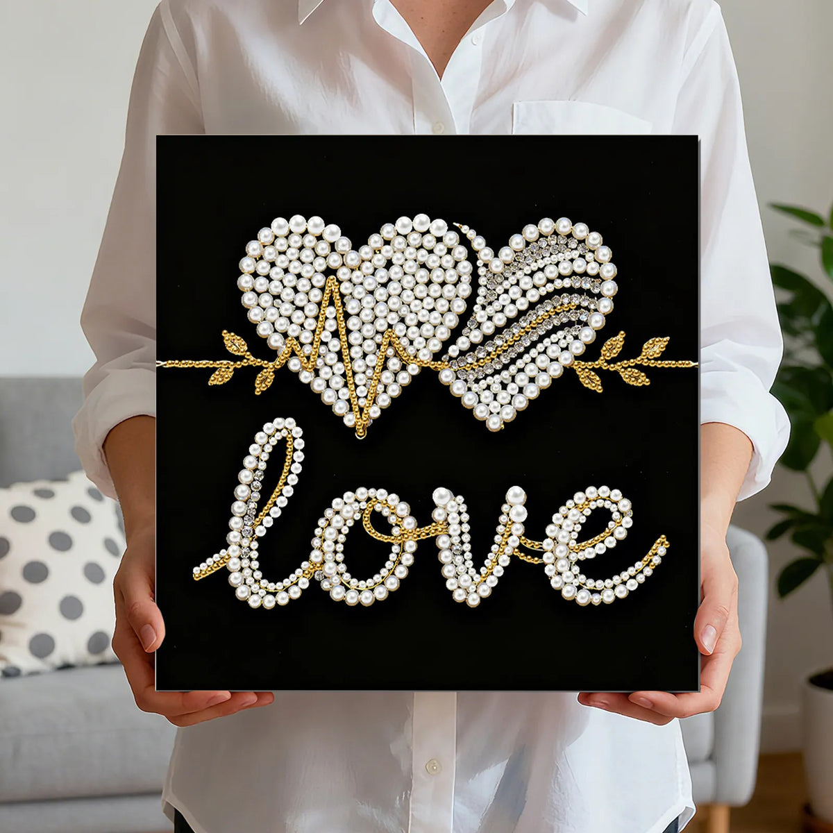 Framed Love - Pearls Painting Kit for Creativity DIY Pearl Dot Crafts for Gift Home Wall Decor 25*25CM