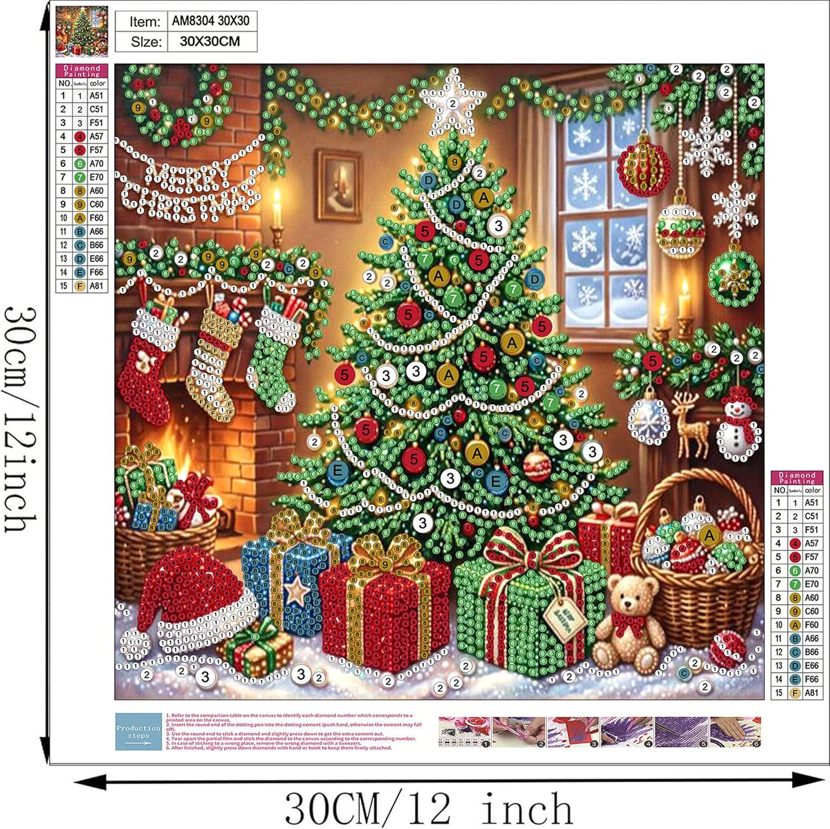 Diamond Painting-DIY Sparkling Special Shaped Pearl Drill Christmas Tree Gifts (30x30cm)