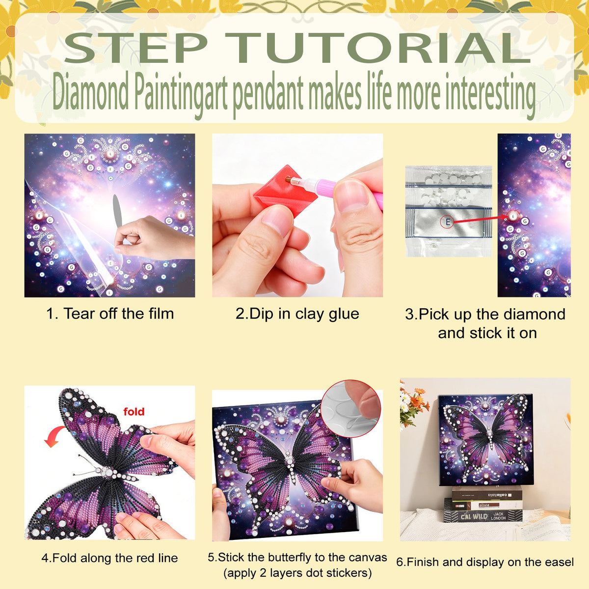 Pre-Framed DIY 3D Flapping Butterfly Diamond Painting Art Craft Kit Living Room Decor(20x20cm)