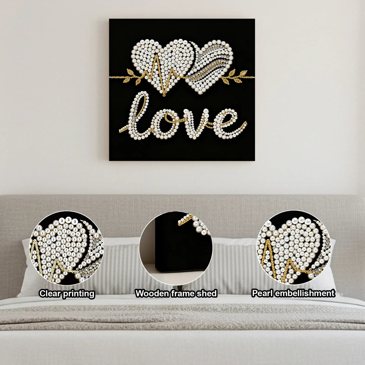 Framed Love - Pearls Painting Kit for Creativity DIY Pearl Dot Crafts for Gift Home Wall Decor 25*25CM